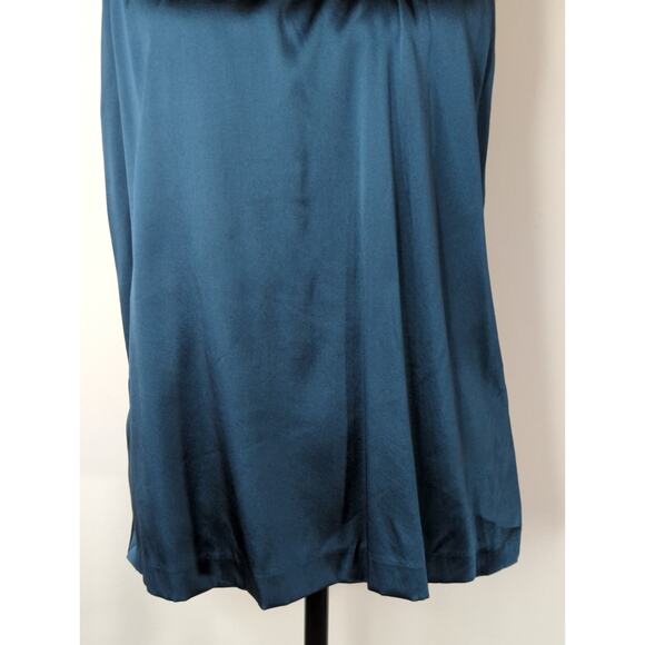 Theory Turquoise 100% Silk Satin Top Women's Medium Business Casual Modest - Picture 4 of 8